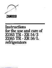 Zanussi Z1163 TR Instructions For Use And Care Manual