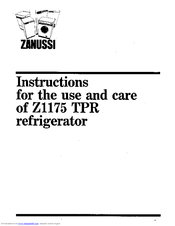 Zanussi Z1175 TPR Use And Care Instructions Manual