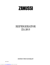 Zanussi ZA 26 S Instruction Booklet