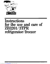 Zanussi ZB3201 Instructions For The Use And Care