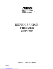 Zanussi Electrolux ZETF 235 Instruction Booklet