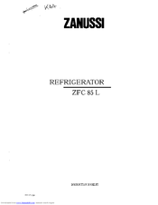 Zanussi ZFC 85 L Instruction Booklet