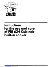 Zanussi Cuisinair FBi 624 Instructions For Use And Care Manual