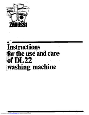 Zanussi DL 22 Use And Care Manual