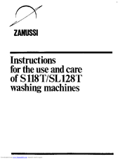 Zanussi S 118T Instructions For Use And Care Manual