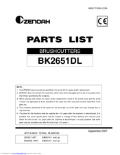 Zenoah BK2651DL Parts List