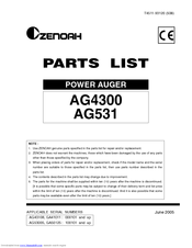 Zenoah POWER AUGER AG531 Parts List