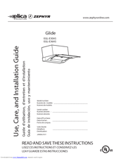 Zephyr Glide EGL-E36AS Use, Care And Installation Manual