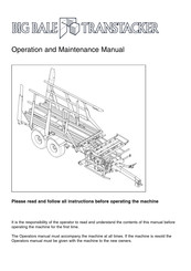 BIG BALE Transtacker Extra Operation And Maintenance Manual