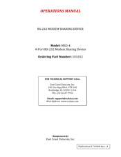 East Coast Datacom MSD-4 Operation Manual