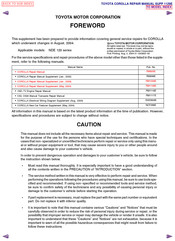Toyota Corolla 2002 Repair Manual Supplement