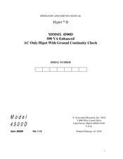 Associated Research Hypot II 4500D Operation And Service Manual