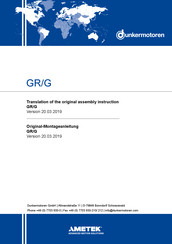 Ametek dunkermotoren GR Series Translation Of The Original Assembly Instruction
