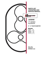 Gardner Denver LEGEND GAH P Series Parts List Operating And Service Manual