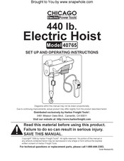 Chicago Electric 40765 Set Up And Operating Instructions Manual