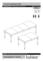 Habitat Turned Leg Dining Table AUST- ET-SS20-A Assembly Instructions Manual