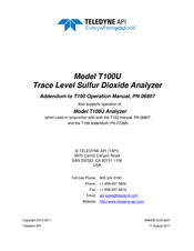 TELEDYNE API T100U Addendum To The Operation Manual