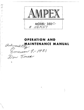 Ampex 350 Operation And Maintenance Manual