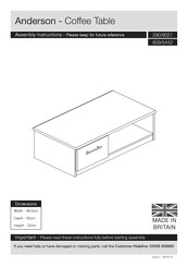 Argos Anderson Coffee Table 290/8021 Assembly Instructions Manual