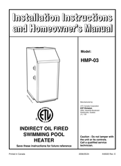 UTC ICP HMP-03 Installation Instructions And Homeowner's Manual