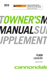 Cannondale FLASH 2010 Owner's Manual Supplement