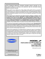 Challenge JF Instructions And Parts Manual