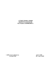Emerson AVTRON LOADBANK LPH400 Manual