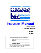 Tucson water tec WTRO-2 Instruction Manual