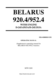 Belarus 920.4 Operating Manual