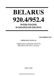 Belarus 952.4 Operating Manual