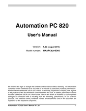 Bernecker + Rainer 5PC820.SX01-01 User Manual
