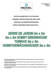 Richel GROUP HOBBY GREENHOUSE 3m x 3m Assembly Instructions And User Manual