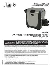 Jandy JXi260NC Installation And Operation Manual