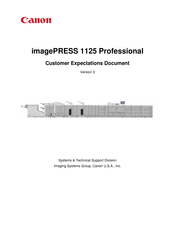 Canon ImagePress 1125P Customer Expectation Document