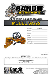 Bandit SA-25 Operating & Parts Manual