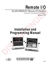 Rice Lake ALLEN-BRADLEY Remote I/O Interface Installation And Programming Manual