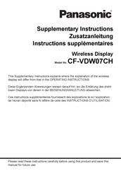 Panasonic CF-VDW Series Supplementary Instructions Manual
