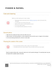 Fisher & Paykel OR60SDBGFX2 Care And Cleaning