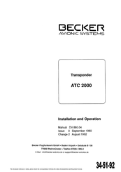 Becker ATC 2000 Installation And Operation Manual