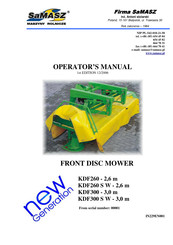 Samasz KDF260 Operator's Manual