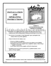 Pacific energy MIrage Installation And Operating Instructions Manual