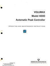 CBS laboratories VOLUMAX 4000 Operating And Maintenance Instructions Manual