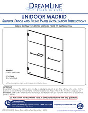 Dreamline UNIDOOR MADRID D245872MB01 Series Installation Instructions Manual