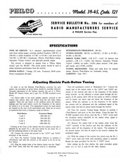 Philco 121 Service Bulletin