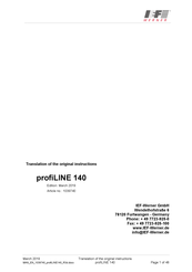 IEF Werner profiLINE 140 Translation Of The Original Instructions