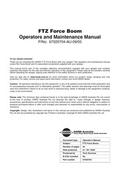 Hardi FTZ Force Boom Operator And  Maintenance Manual