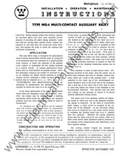 Westinghouse MG-6 Installation, Operation & Maintenance Instructions Manual