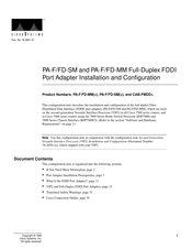 Cisco PA-F/FD-SM Installation And Configuration Manual
