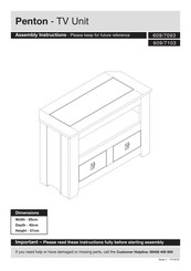 Argos Home Penton TV Unit 609/7103 Assembly Instructions Manual