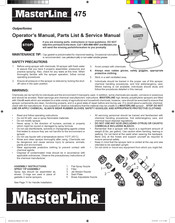 MASTERLINE 475 Operator’s Manual, Parts List & Service Manual